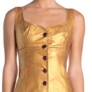 Free People gold leather dress.  NWT. Lined. 10